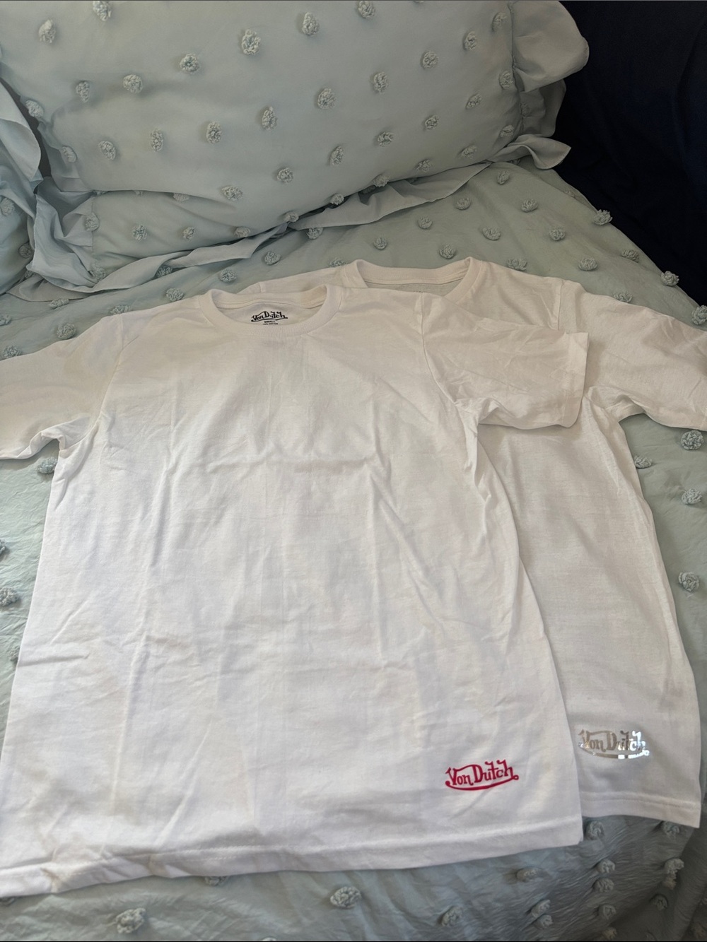 Von Dutch White Set of 2 Tees with Red and Silver Logos